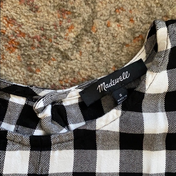Madewell Checkered Tie Front Top - Picture 3 of 5